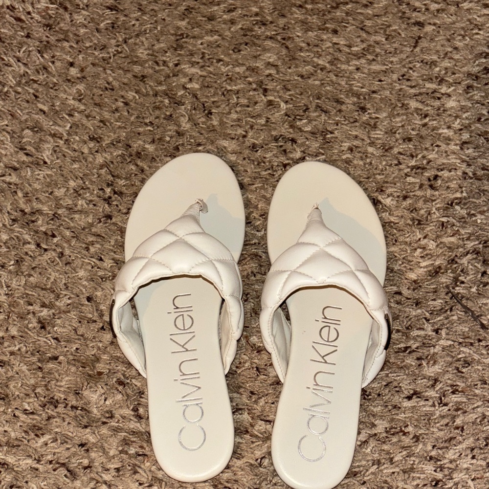 Calvin Klein Women's Quilted White Sandals